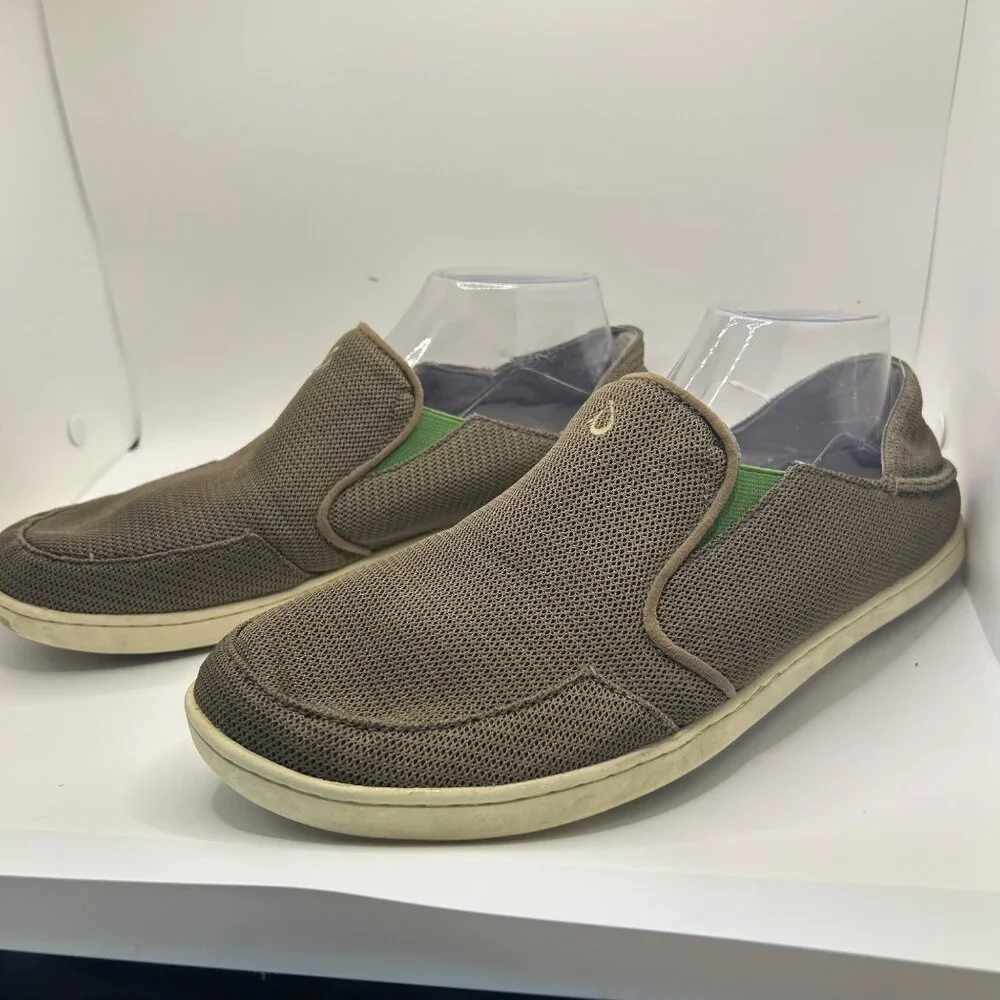 Olukai Nohea Mesh Boat‎ Shoe Slip On Heel Shoe Sneaker Loafer Grey Men’s Size 10